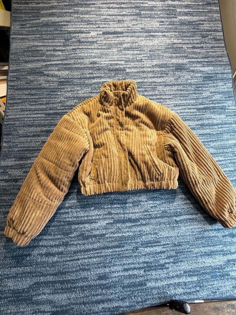 Le Lis Cropped Corduroy Puffer Jacket Brown